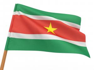The flag of Suriname fluttering in the wind