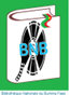 The letters BNB in light blue, on a white book with a bookmark. The background is green.