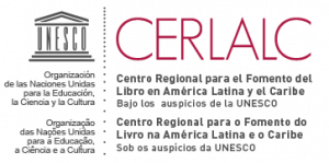 The word CERLALC in red with the full title of the organisation below: Centro regional para el fomento del libro en America Latina y el Caribe