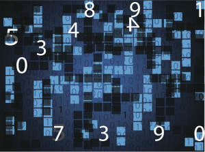 Números sobre un fondo de cuadrados azules