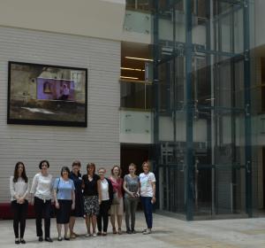 A picture of some the meeting delegates on a tour of the National Library of Romania in Bucharest