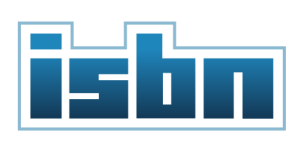 The letters I S B and N in blue with a white border, comprising the ISBN logo