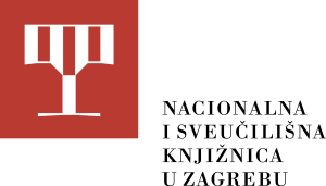 The words Nacionalna i sveučilišna knjižnica u Zagrebu to the right of its logo, a red square with an abstract tree symbol in white