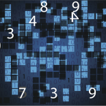 Numbers on a background of blue squares