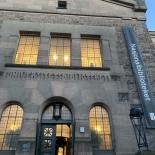 A picture of the stone frontage of the national library building