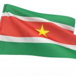 The flag of Suriname fluttering in the wind
