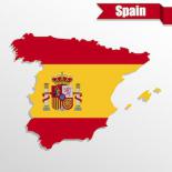 Outline of Spain with national flag filling country shape